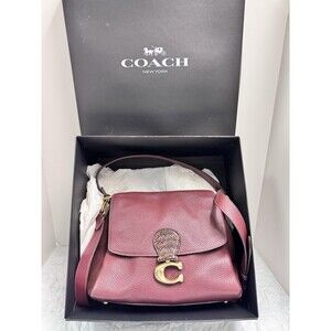 Coach May 4612 Wine Leather Purse W/ Snakeskin Shoulder Strap Bag VGC